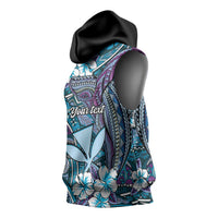 Personalised Hawaii Tribal Humpback Whale Sleeveless Hoodie Polu Hibiscus Seamless Pattern LT9 - Polynesian Pride
