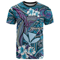 Personalised Hawaii Tribal Humpback Whale T Shirt Polu Hibiscus Seamless Pattern LT9 Blue - Polynesian Pride