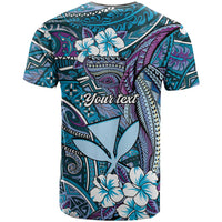 Personalised Hawaii Tribal Humpback Whale T Shirt Polu Hibiscus Seamless Pattern LT9 - Polynesian Pride