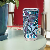 Personalised Hawaii Tribal Humpback Whale Tumbler Cup Polu Hibiscus Seamless Pattern LT9 - Polynesian Pride