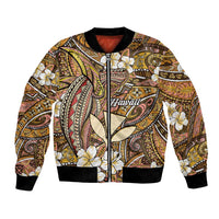 Personalised Hawaii Tribal Humpback Whale Bomber Jacket Melemele Hibiscus Seamless Pattern LT9 Unisex Gold - Polynesian Pride