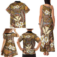Personalised Hawaii Tribal Humpback Whale Family Matching Tank Maxi Dress and Hawaiian Shirt Melemele Hibiscus Seamless Pattern