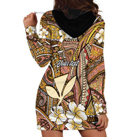 Personalised Hawaii Tribal Humpback Whale Hoodie Dress Melemele Hibiscus Seamless Pattern LT9 - Polynesian Pride
