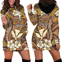 Personalised Hawaii Tribal Humpback Whale Hoodie Dress Melemele Hibiscus Seamless Pattern LT9 - Polynesian Pride