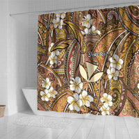Personalised Hawaii Tribal Humpback Whale Shower Curtain Melemele Hibiscus Seamless Pattern LT9 - Polynesian Pride