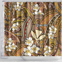 Personalised Hawaii Tribal Humpback Whale Shower Curtain Melemele Hibiscus Seamless Pattern LT9 - Polynesian Pride