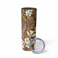 Personalised Hawaii Tribal Humpback Whale Skinny Tumbler Melemele Hibiscus Seamless Pattern LT9 - Polynesian Pride