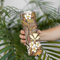 Personalised Hawaii Tribal Humpback Whale Skinny Tumbler Melemele Hibiscus Seamless Pattern LT9 - Polynesian Pride