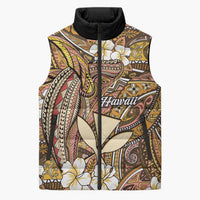 Personalised Hawaii Tribal Humpback Whale Sleeveless Puffer Jacket Melemele Hibiscus Seamless Pattern LT9 Unisex Gold - Polynesian Pride