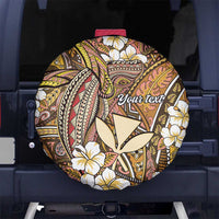 Personalised Hawaii Tribal Humpback Whale Spare Tire Cover Melemele Hibiscus Seamless Pattern LT9 No hole Gold - Polynesian Pride