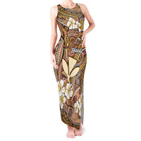 Personalised Hawaii Tribal Humpback Whale Tank Maxi Dress Melemele Hibiscus Seamless Pattern LT9 Women Gold - Polynesian Pride