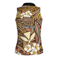 Personalised Hawaii Tribal Humpback Whale Women Sleeveless Polo Shirt Melemele Hibiscus Seamless Pattern LT9 - Polynesian Pride