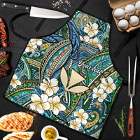 Personalised Hawaii Tribal Humpback Whale Apron Omaomao Hibiscus Seamless Pattern LT9 Green - Polynesian Pride