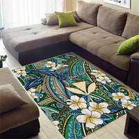 Personalised Hawaii Tribal Humpback Whale Area Rug Omaomao Hibiscus Seamless Pattern