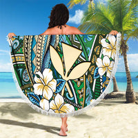 Personalised Hawaii Tribal Humpback Whale Beach Blanket Omaomao Hibiscus Seamless Pattern LT9 - Polynesian Pride