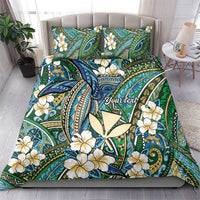 Personalised Hawaii Tribal Humpback Whale Bedding Set Omaomao Hibiscus Seamless Pattern LT9 - Polynesian Pride