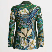 Personalised Hawaii Tribal Humpback Whale Blazer Omaomao Hibiscus Seamless Pattern LT9 - Polynesian Pride
