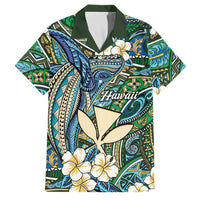 Personalised Hawaii Tribal Humpback Whale Family Matching Long Sleeve Bodycon Dress and Hawaiian Shirt Omaomao Hibiscus Seamless Pattern
