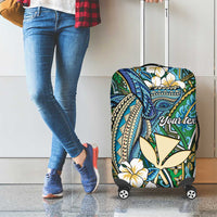 Personalised Hawaii Tribal Humpback Whale Luggage Cover Omaomao Hibiscus Seamless Pattern LT9 - Polynesian Pride
