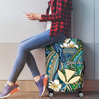 Personalised Hawaii Tribal Humpback Whale Luggage Cover Omaomao Hibiscus Seamless Pattern LT9 - Polynesian Pride