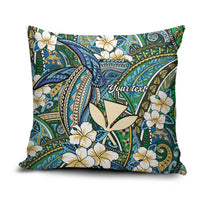 Personalised Hawaii Tribal Humpback Whale Pillow Cover Omaomao Hibiscus Seamless Pattern LT9 Green - Polynesian Pride