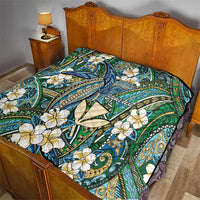 Personalised Hawaii Tribal Humpback Whale Quilt Omaomao Hibiscus Seamless Pattern LT9 - Polynesian Pride