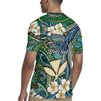 Personalised Hawaii Tribal Humpback Whale Rugby Jersey Omaomao Hibiscus Seamless Pattern LT9 - Polynesian Pride