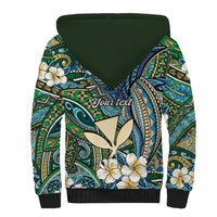 Personalised Hawaii Tribal Humpback Whale Sherpa Hoodie Omaomao Hibiscus Seamless Pattern LT9 - Polynesian Pride