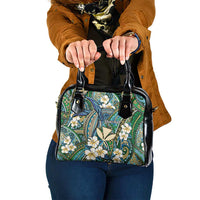 Personalised Hawaii Tribal Humpback Whale Shoulder Handbag Omaomao Hibiscus Seamless Pattern LT9 One Size Green - Polynesian Pride