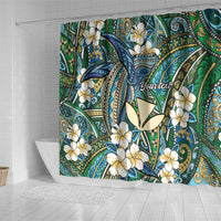 Personalised Hawaii Tribal Humpback Whale Shower Curtain Omaomao Hibiscus Seamless Pattern LT9 - Polynesian Pride