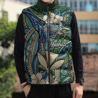 Personalised Hawaii Tribal Humpback Whale Sleeveless Puffer Jacket Omaomao Hibiscus Seamless Pattern LT9 - Polynesian Pride