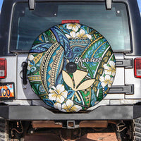 Personalised Hawaii Tribal Humpback Whale Spare Tire Cover Omaomao Hibiscus Seamless Pattern LT9 Green - Polynesian Pride