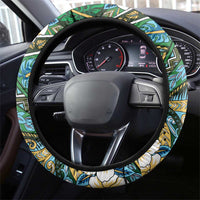 Hawaii Tribal Humpback Whale Steering Wheel Cover Omaomao Hibiscus Seamless Pattern LT9 - Polynesian Pride