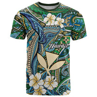Personalised Hawaii Tribal Humpback Whale T Shirt Omaomao Hibiscus Seamless Pattern LT9 Green - Polynesian Pride