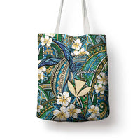 Personalised Hawaii Tribal Humpback Whale Tote Bag Omaomao Hibiscus Seamless Pattern LT9 - Polynesian Pride