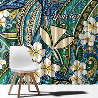 Personalised Hawaii Tribal Humpback Whale Window Curtain Omaomao Hibiscus Seamless Pattern LT9 - Polynesian Pride
