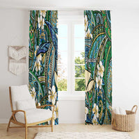 Personalised Hawaii Tribal Humpback Whale Window Curtain Omaomao Hibiscus Seamless Pattern LT9 - Polynesian Pride