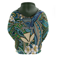Personalised Hawaii Tribal Humpback Whale Zip Hoodie Omaomao Hibiscus Seamless Pattern LT9 - Polynesian Pride