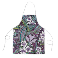 Personalised Hawaii Tribal Humpback Whale Apron Poni Hibiscus Seamless Pattern LT9 Purple - Polynesian Pride