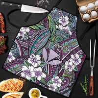 Personalised Hawaii Tribal Humpback Whale Apron Poni Hibiscus Seamless Pattern LT9 Purple - Polynesian Pride