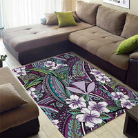 Personalised Hawaii Tribal Humpback Whale Area Rug Poni Hibiscus Seamless Pattern