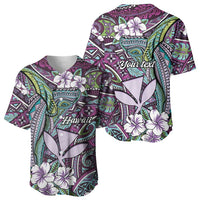 Personalised Hawaii Tribal Humpback Whale Baseball Jersey Poni Hibiscus Seamless Pattern LT9 - Polynesian Pride