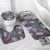 Personalised Hawaii Tribal Humpback Whale Bathroom Set Poni Hibiscus Seamless Pattern LT9 Mat Set Only (3 pcs) One Size Purple - Polynesian Pride
