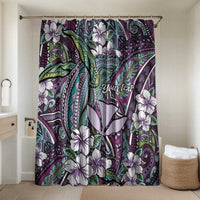 Personalised Hawaii Tribal Humpback Whale Bathroom Set Poni Hibiscus Seamless Pattern LT9 Shower Curtain Only Purple - Polynesian Pride