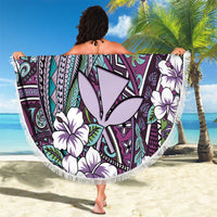 Personalised Hawaii Tribal Humpback Whale Beach Blanket Poni Hibiscus Seamless Pattern LT9 - Polynesian Pride