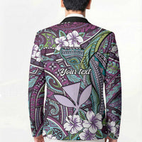 Personalised Hawaii Tribal Humpback Whale Blazer Poni Hibiscus Seamless Pattern LT9 - Polynesian Pride