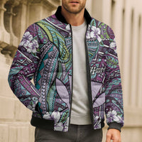 Personalised Hawaii Tribal Humpback Whale Bomber Puffer Jacket Poni Hibiscus Seamless Pattern LT9 - Polynesian Pride
