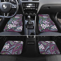 Personalised Hawaii Tribal Humpback Whale Car Mats Poni Hibiscus Seamless Pattern LT9 Set 4pcs Purple - Polynesian Pride