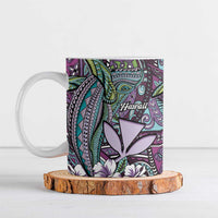 Personalised Hawaii Tribal Humpback Whale Ceramic Mug Poni Hibiscus Seamless Pattern LT9 Purple - Polynesian Pride