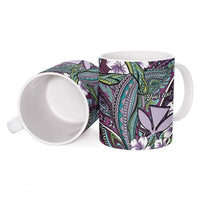 Personalised Hawaii Tribal Humpback Whale Ceramic Mug Poni Hibiscus Seamless Pattern LT9 - Polynesian Pride